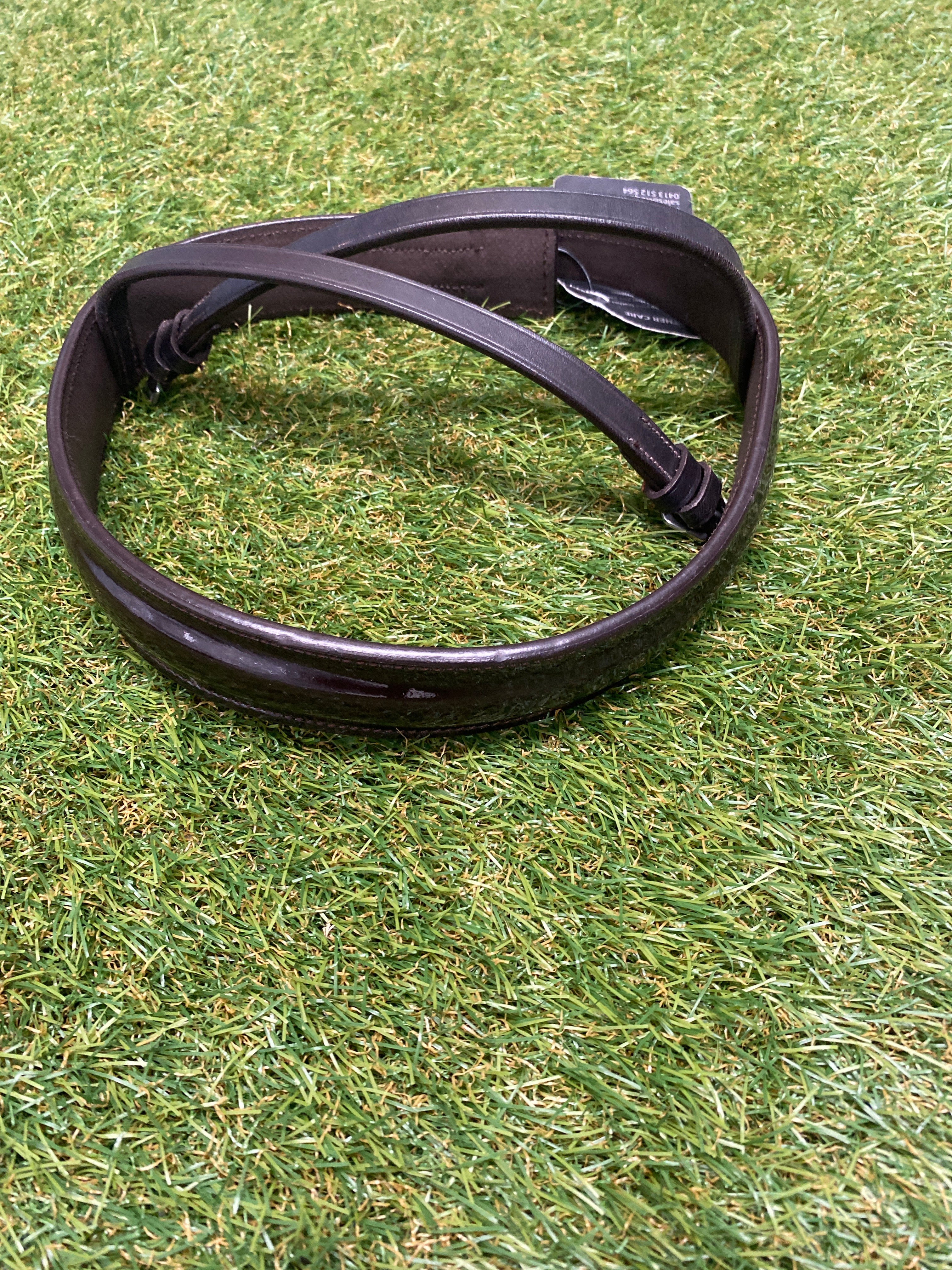Warmblood Size Havana Straight Raised Patent Show Cavesson