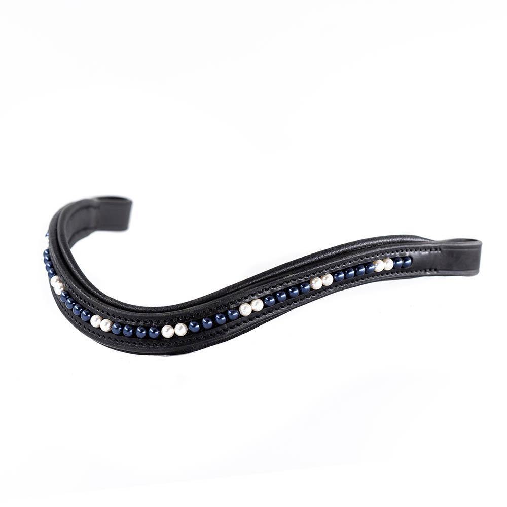 Navy & Double Cream Pearl Wave – Black Browband