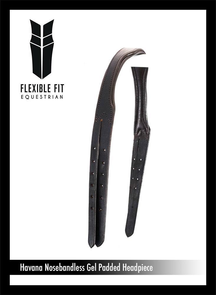 Nosebandless Gel Padded Anatomical Headpiece 5/8 Wide Cheek Straps – Havana