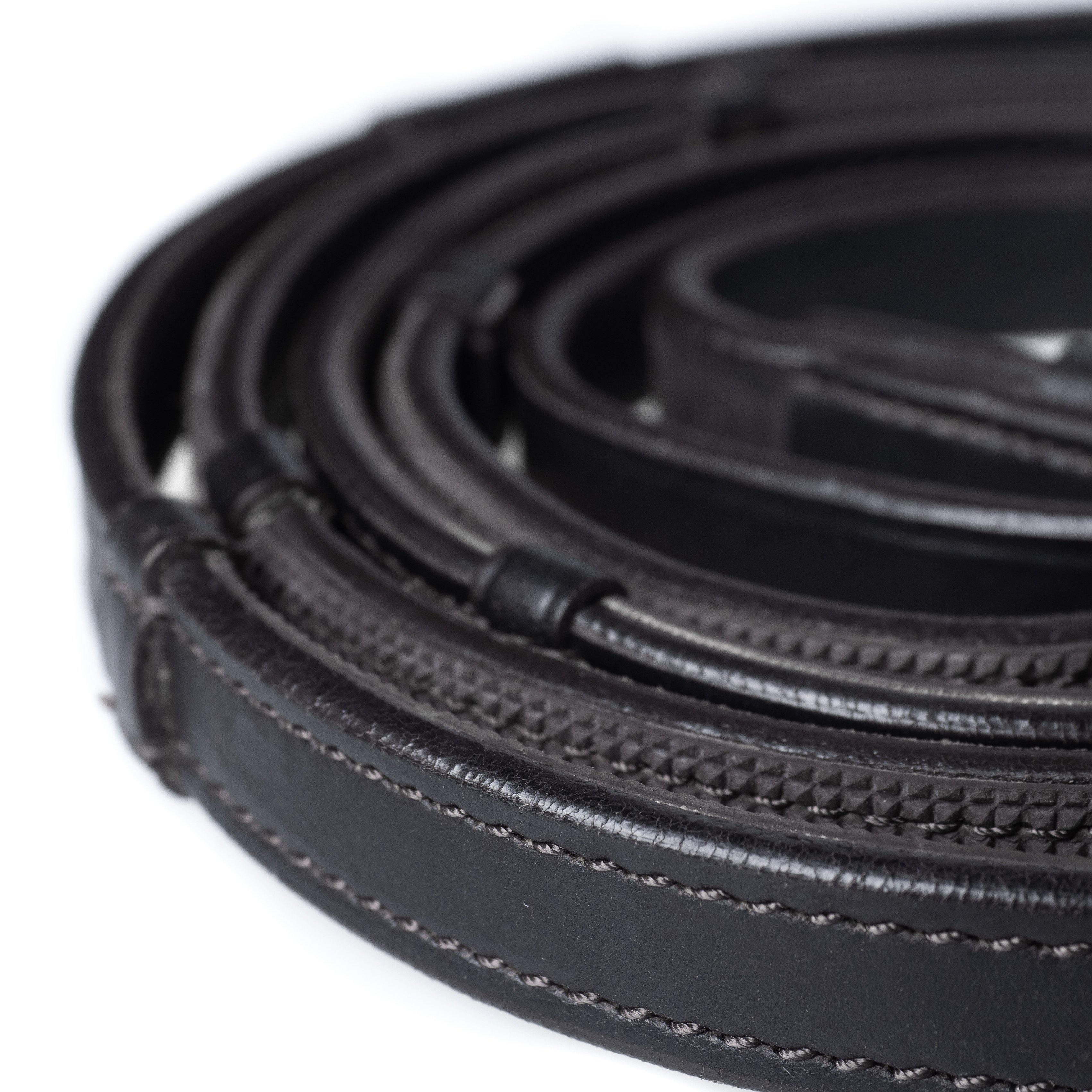 Plain Leather with Rubber Insole & Continental Stoppers Black Reins