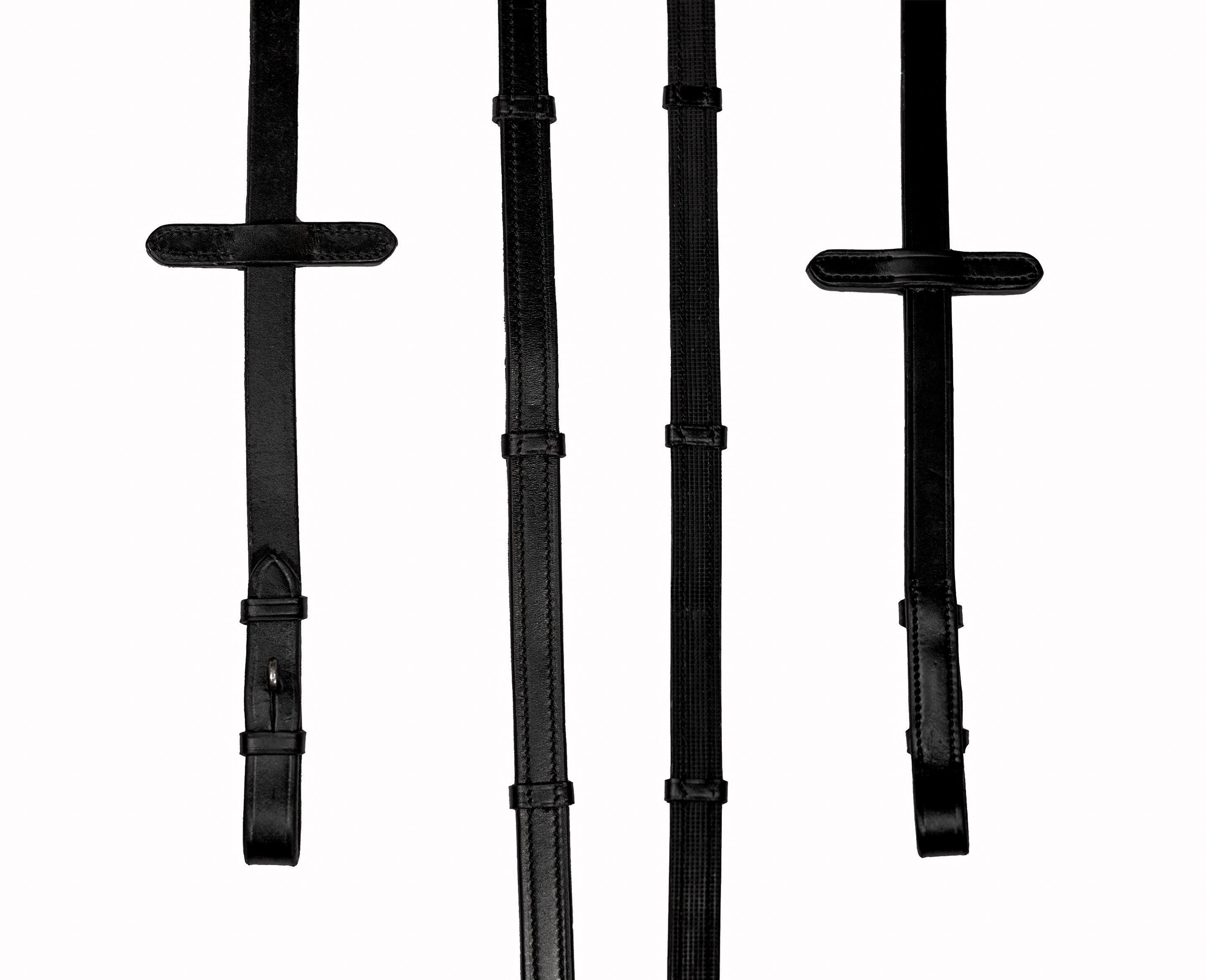 Plain Leather with Rubber Insole & Continental Stoppers Black Reins
