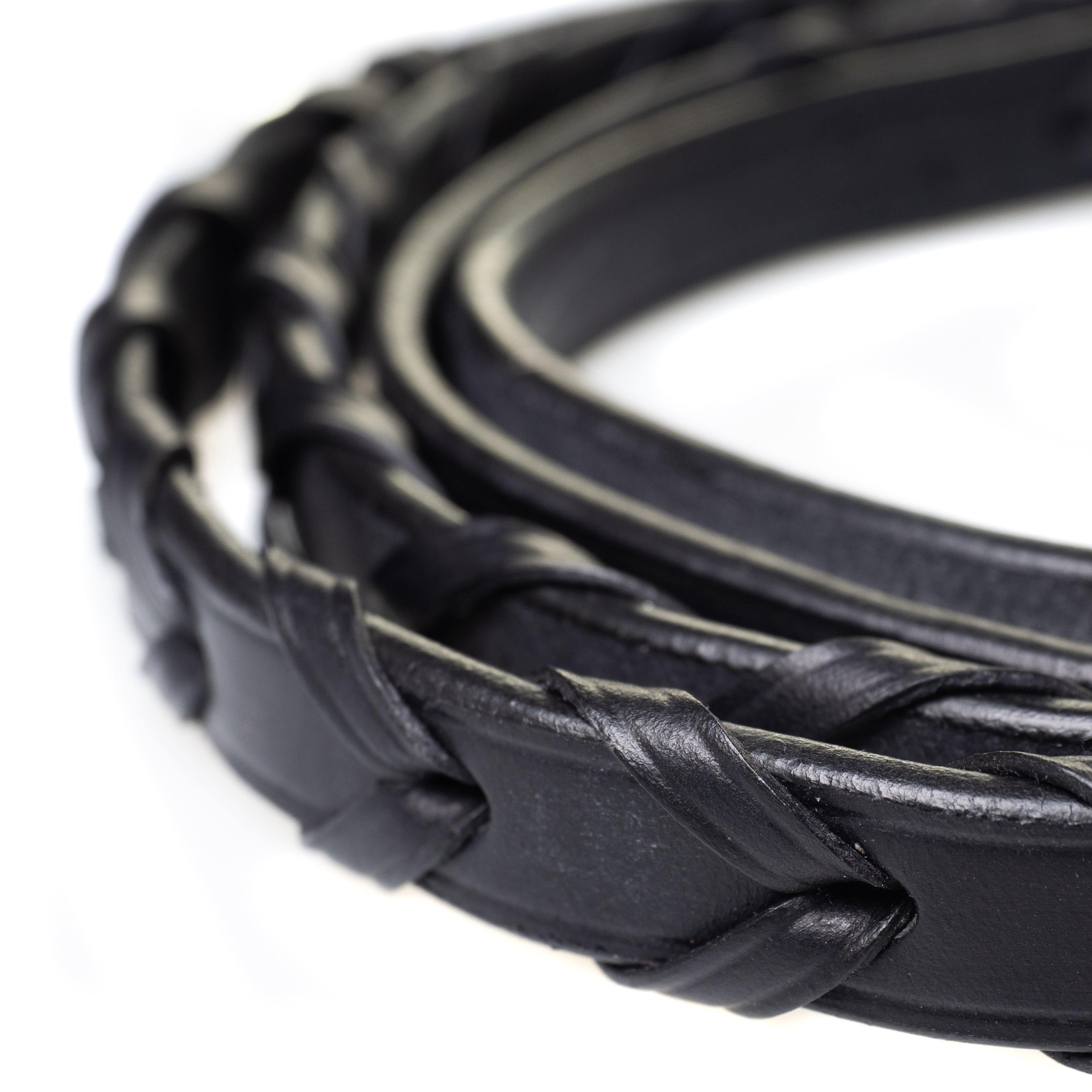 Plaited Leather Black Reins