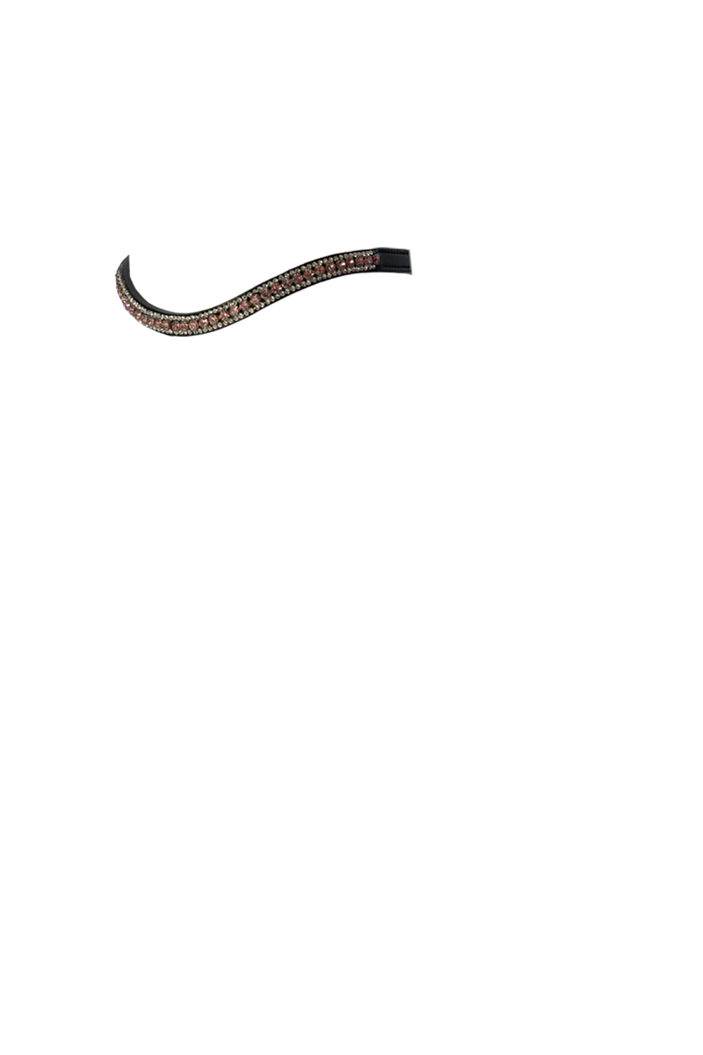 Rose Pink & Clear Crystal Thin Wave – Black Browband