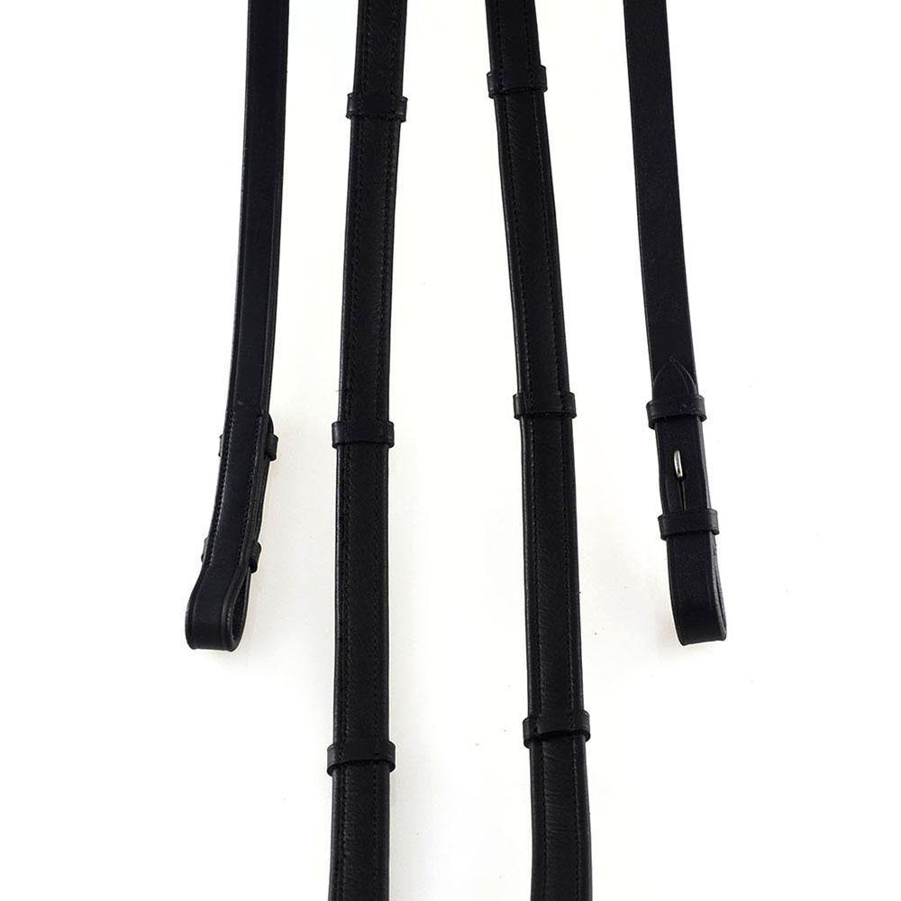 Show Padded Leather with Continental Stoppers Black Reins