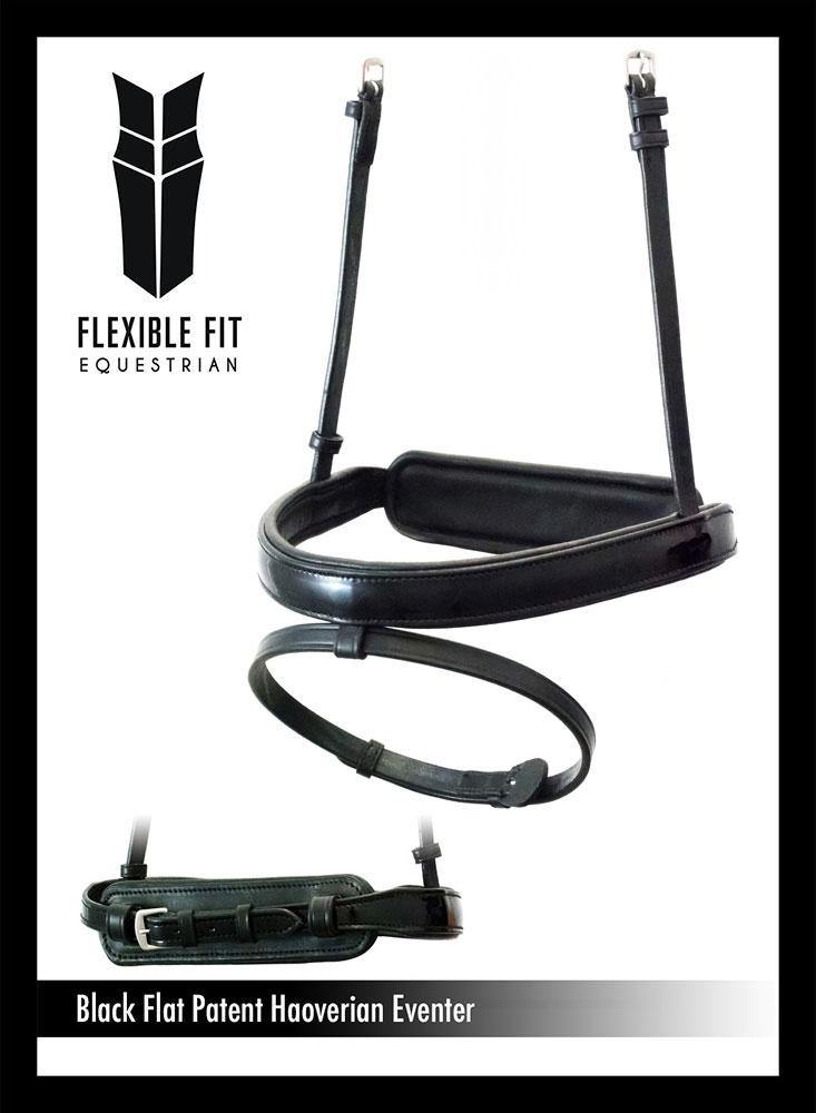 Straight Flat Patent Hanoverian Eventer – Black Noseband