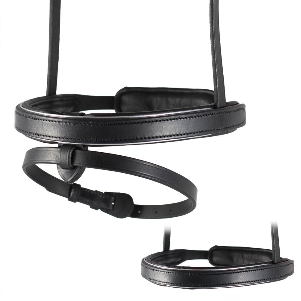 Straight Flat Plain Silver Pipe Converter Eventer – Black Snaffle/Double Noseband
