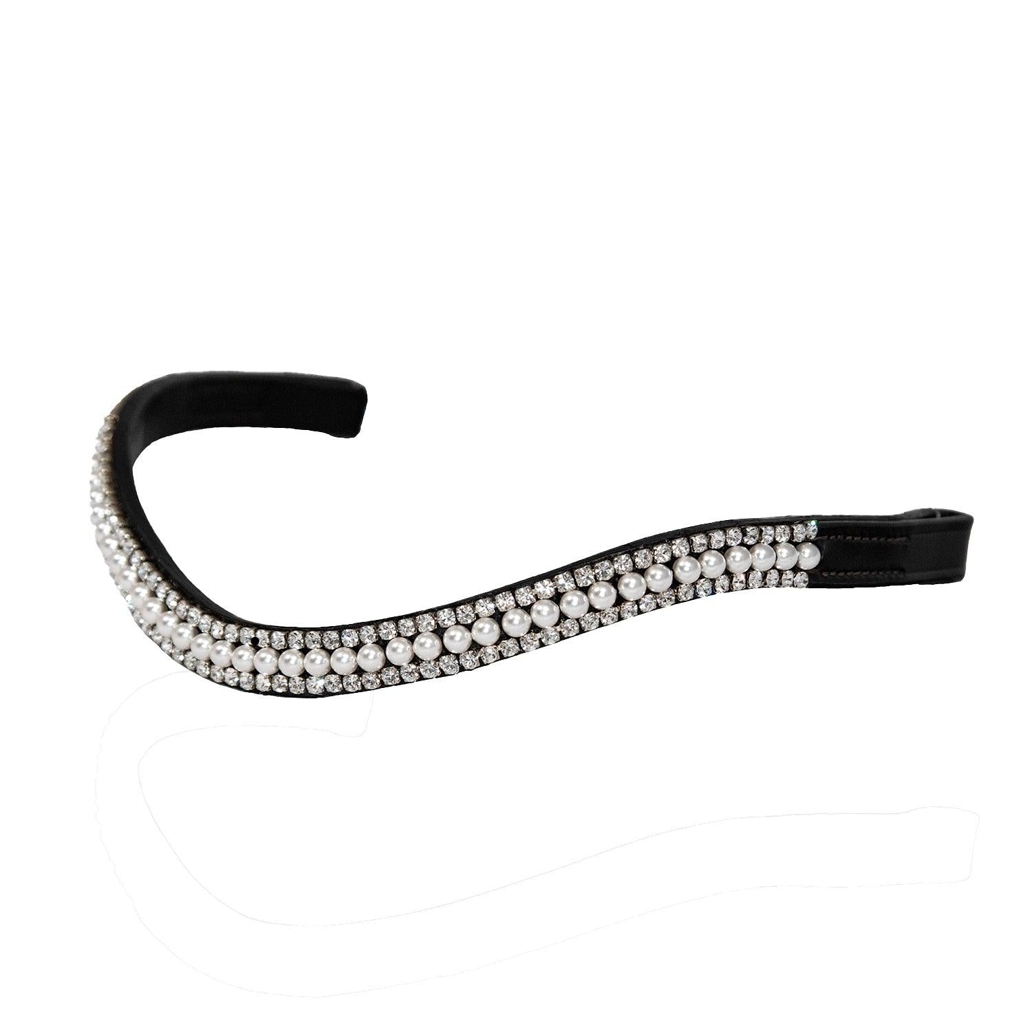 White Pearl with Clear Crystal Wave – Black Browband